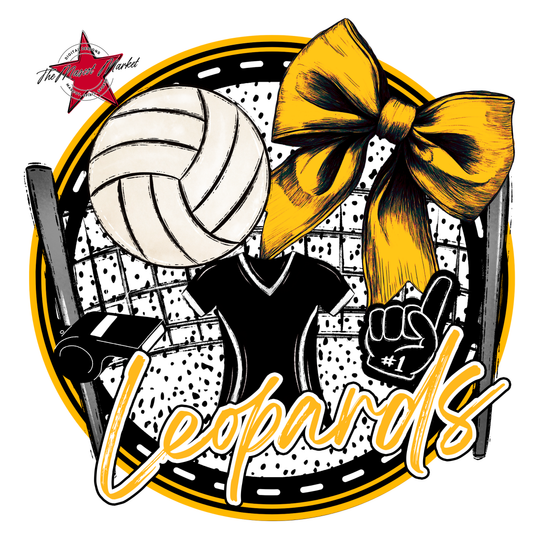 Leopards Circle Volleyball Design-Yellow