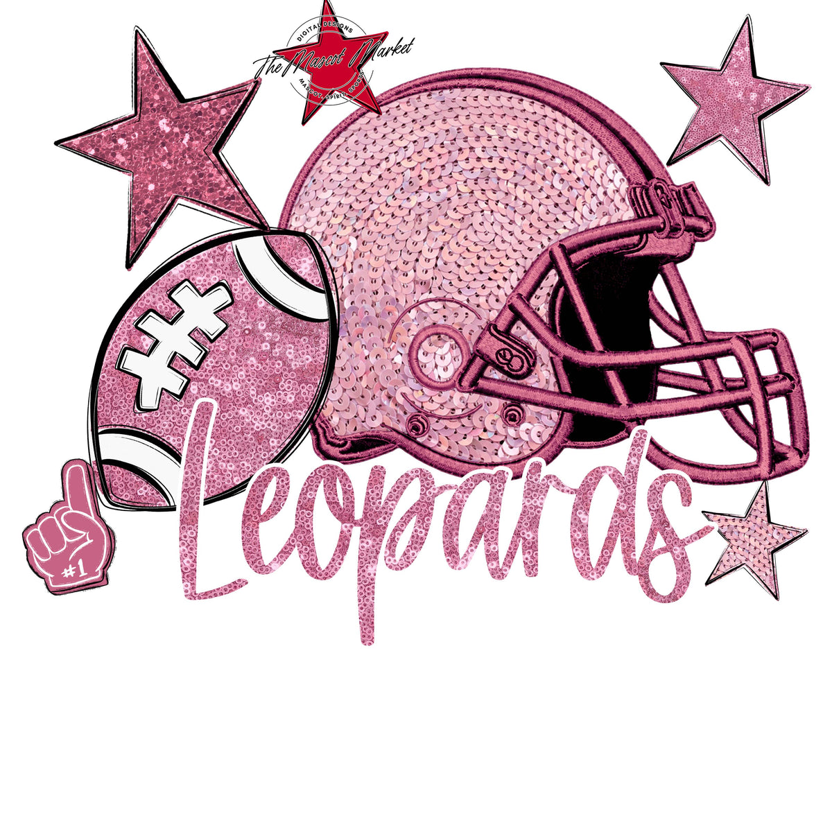 Leopards Football Embroidered Sequins Design-Pink Out
