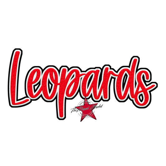 Leopards Faux Chenille Patch-Bright Red