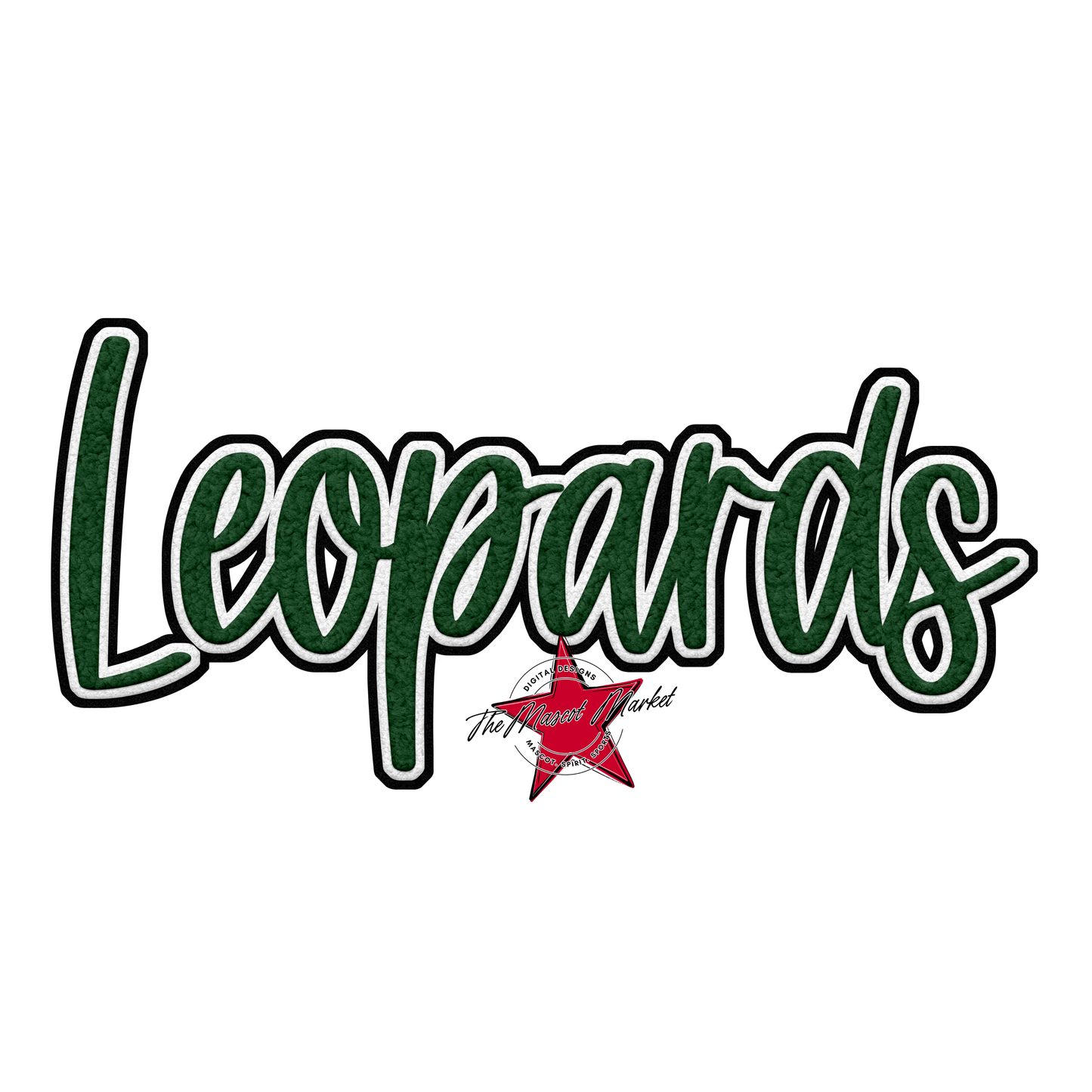 Leopards Faux Chenille Patch-Green
