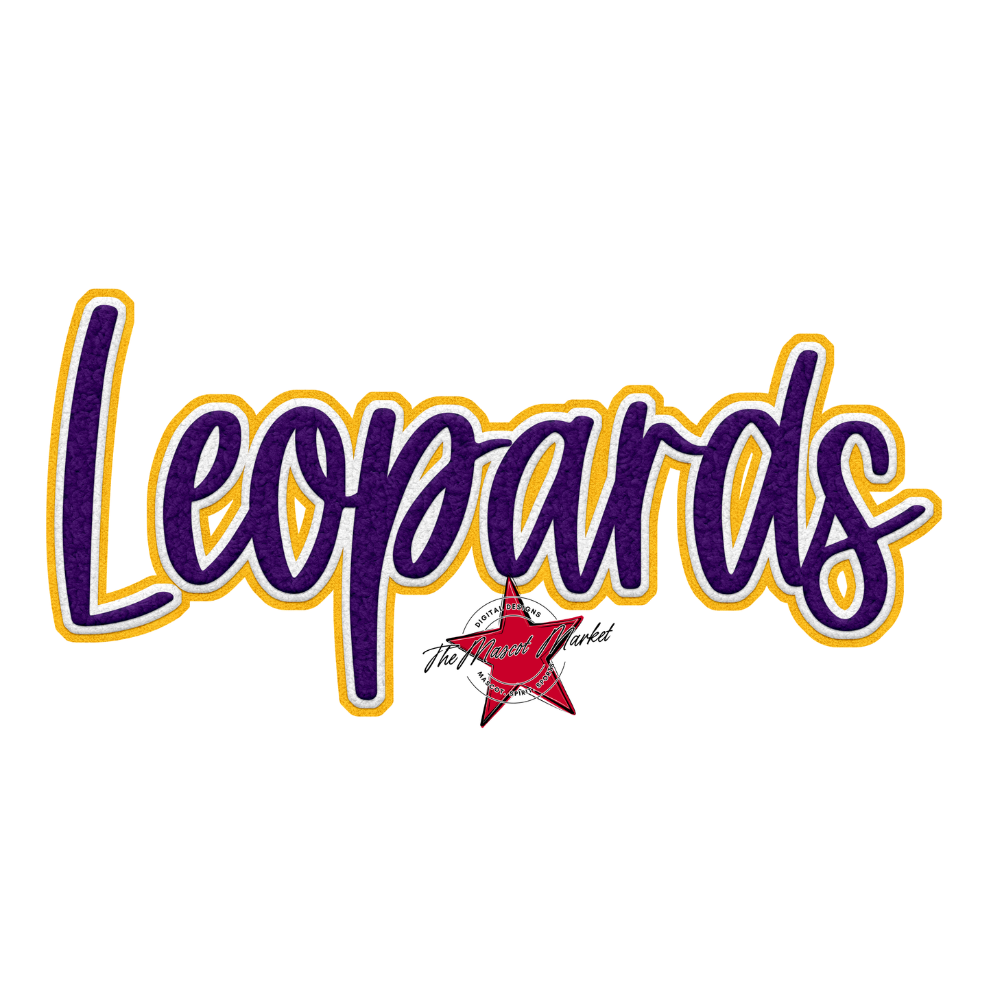 Leopards Faux Chenille Patch-Purple-Yellow