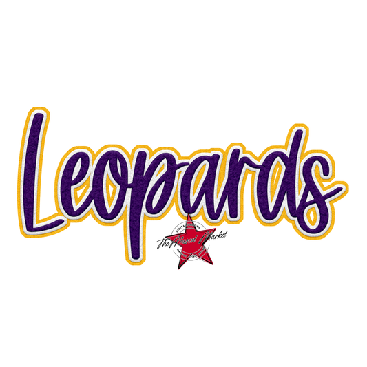 Leopards Faux Chenille Patch-Purple-Yellow