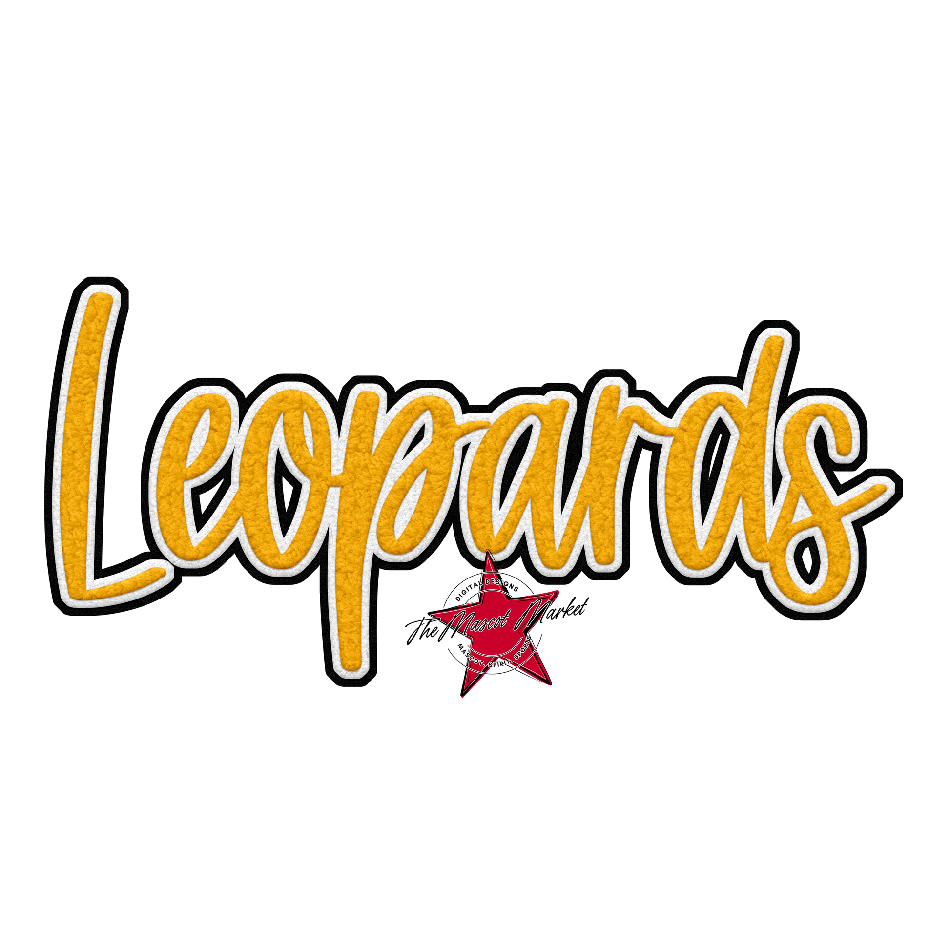 Leopards Faux Chenille Patch-Yellow