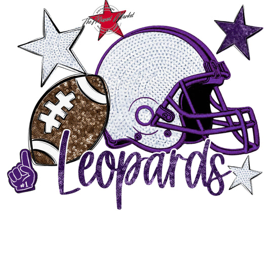 Leopards Football Embroidered Sequins Design-Purple