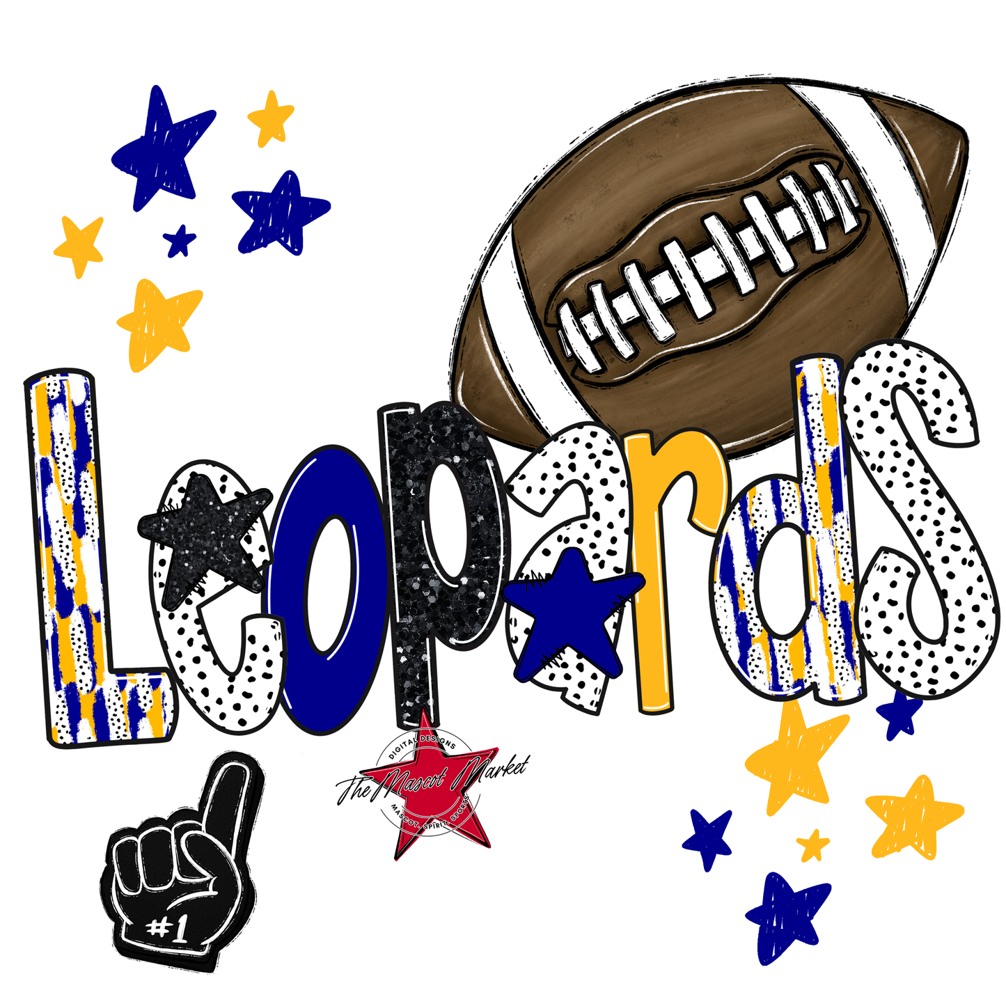 Leopards Football Scrape-Blue-Yellow