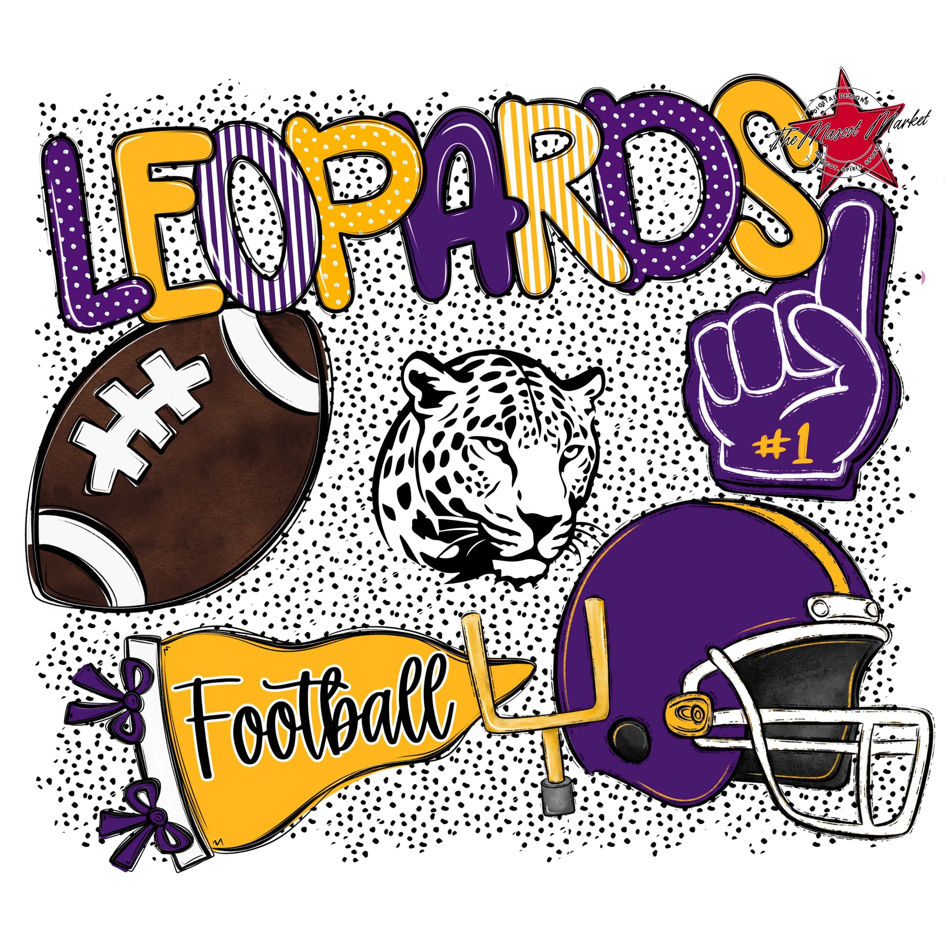 Leopards Football Spirit-Purple & Yellow