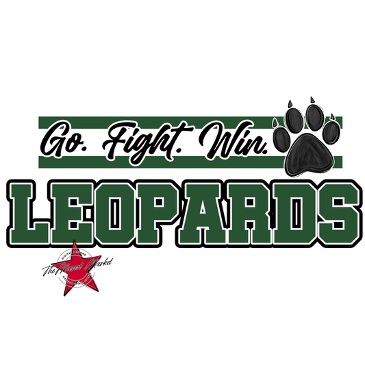 Leopards Go Fight Win Mascot Lines-Green