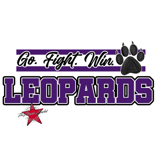 Leopards Go Fight Win Mascot Lines-Purple