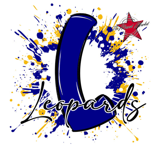 Leopards Mascot Splatter-Blue & Yellow