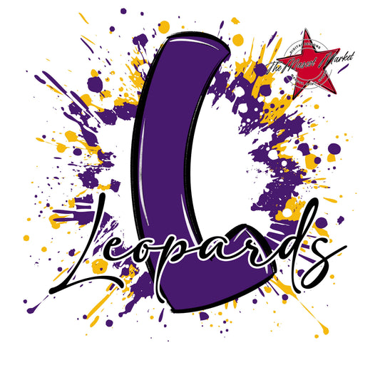 Leopards Mascot Splatter-Purple & Yellow