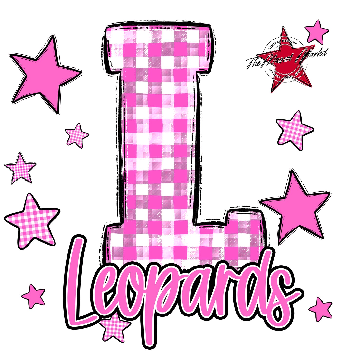 Leopards Plaid Star Design-Baby Pink