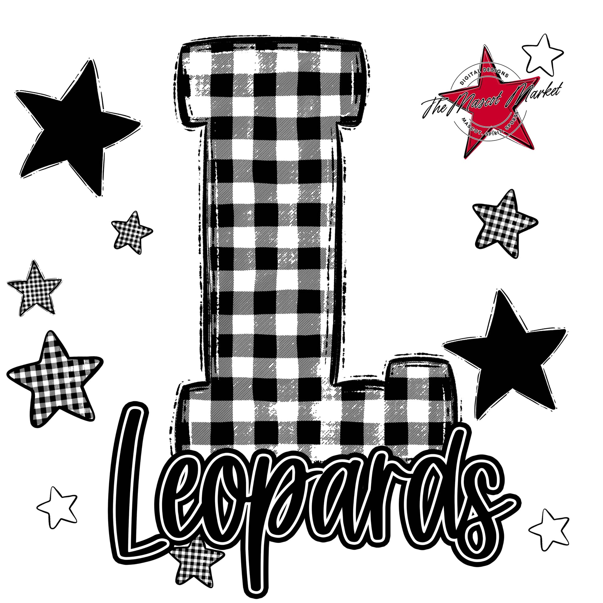 Leopards Plaid Star Design-Black
