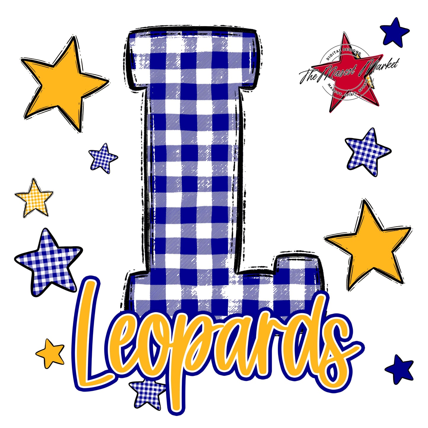 Leopards Plaid Star Design-Blue & Yellow