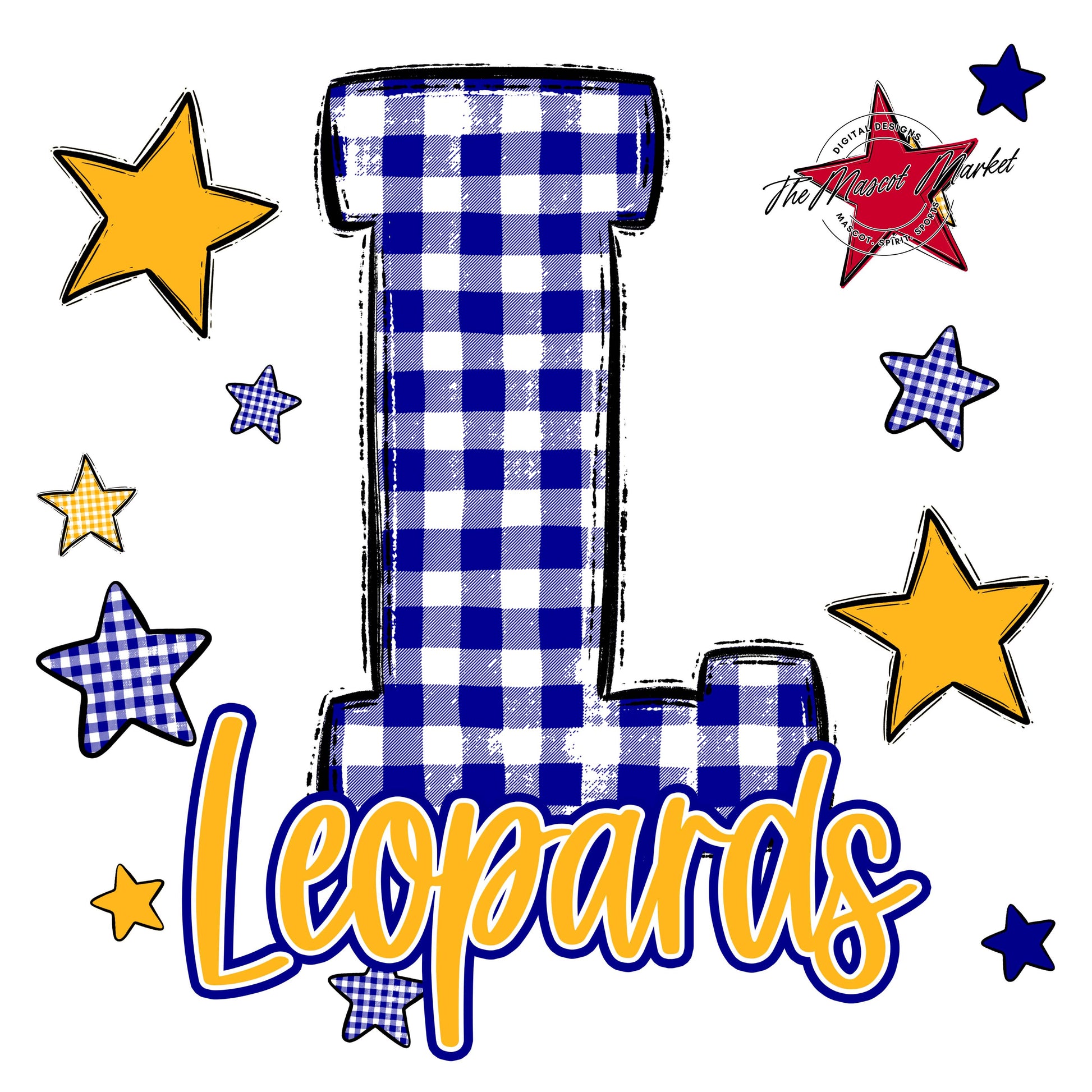 Leopards Plaid Star Design-Blue & Yellow
