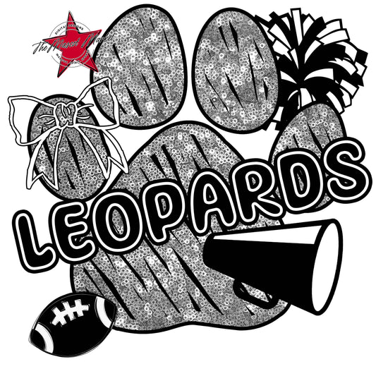 Leopards Sequins Paw Print Design-Silver