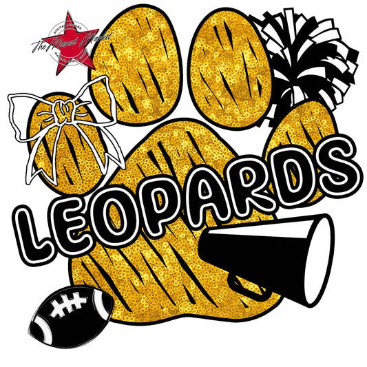 Leopards Sequins Paw Print Design-Yellow