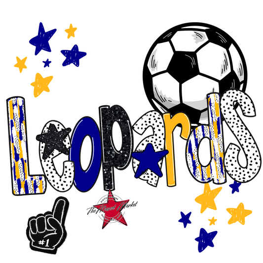 Leopards Soccer Scrape-Blue-Yellow