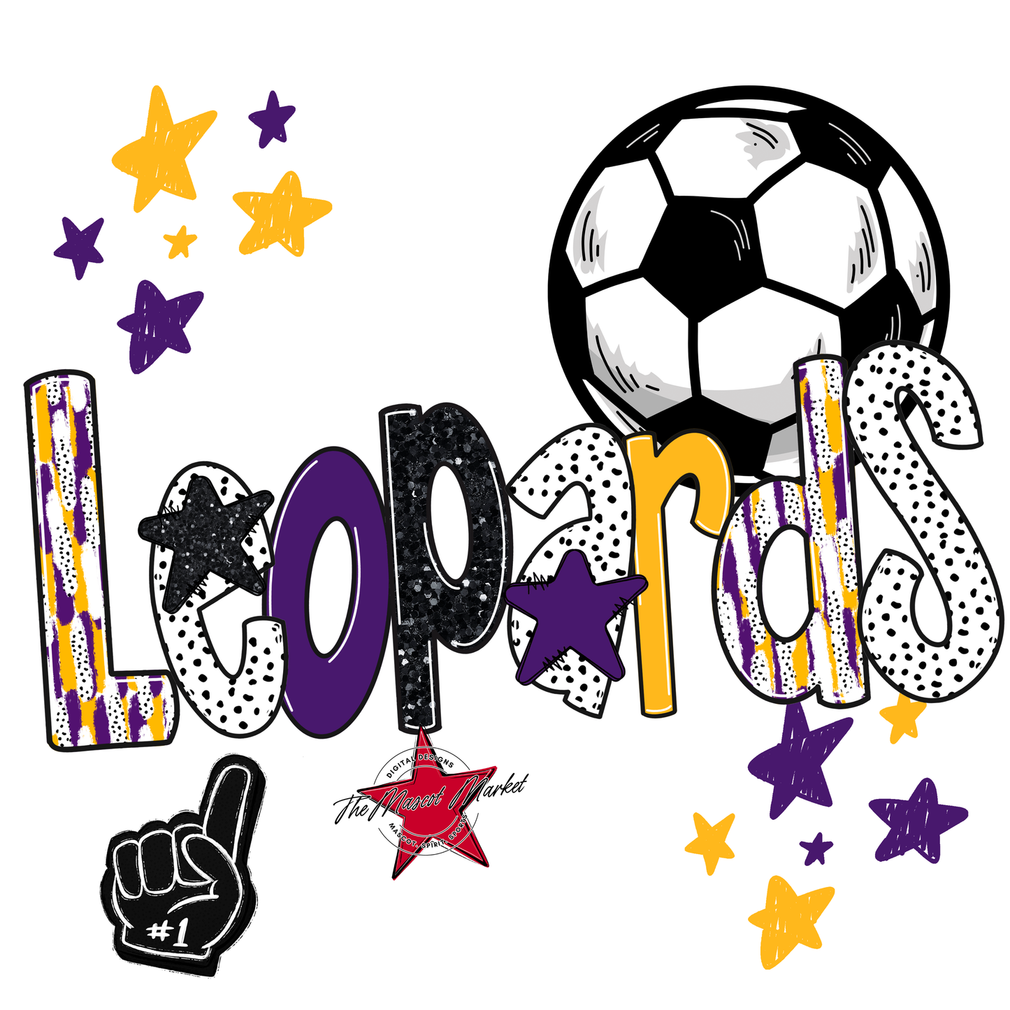 Leopards Soccer Scrape-Purple-Yellow