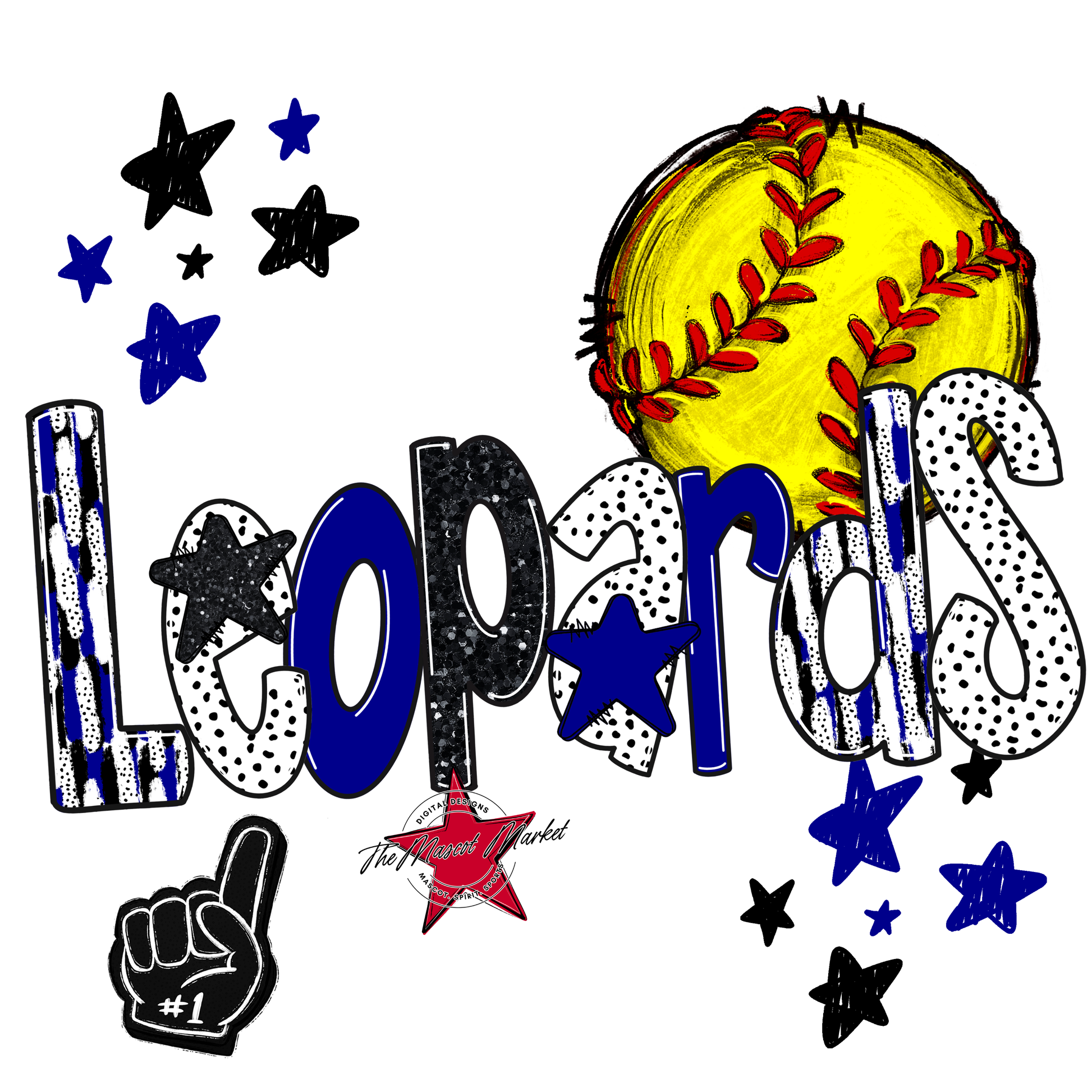 Leopards Softball Scrape-Blue