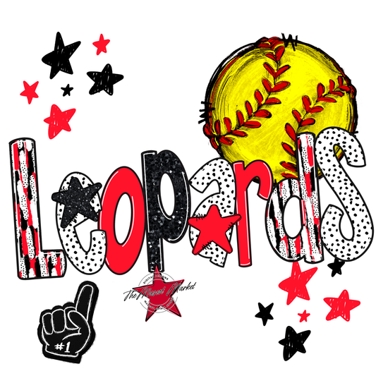 Leopards Softball Scrape-Bright Red