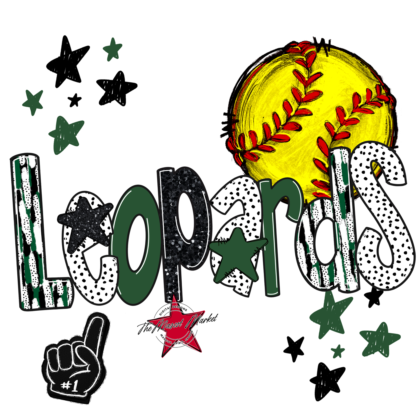 Leopards Softball Scrape-Green