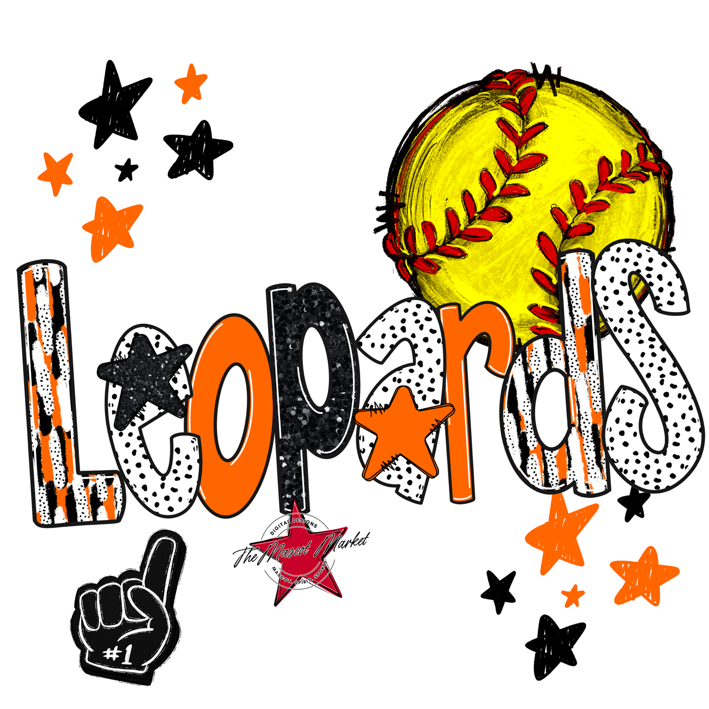 Leopards Softball Scrape-Orange