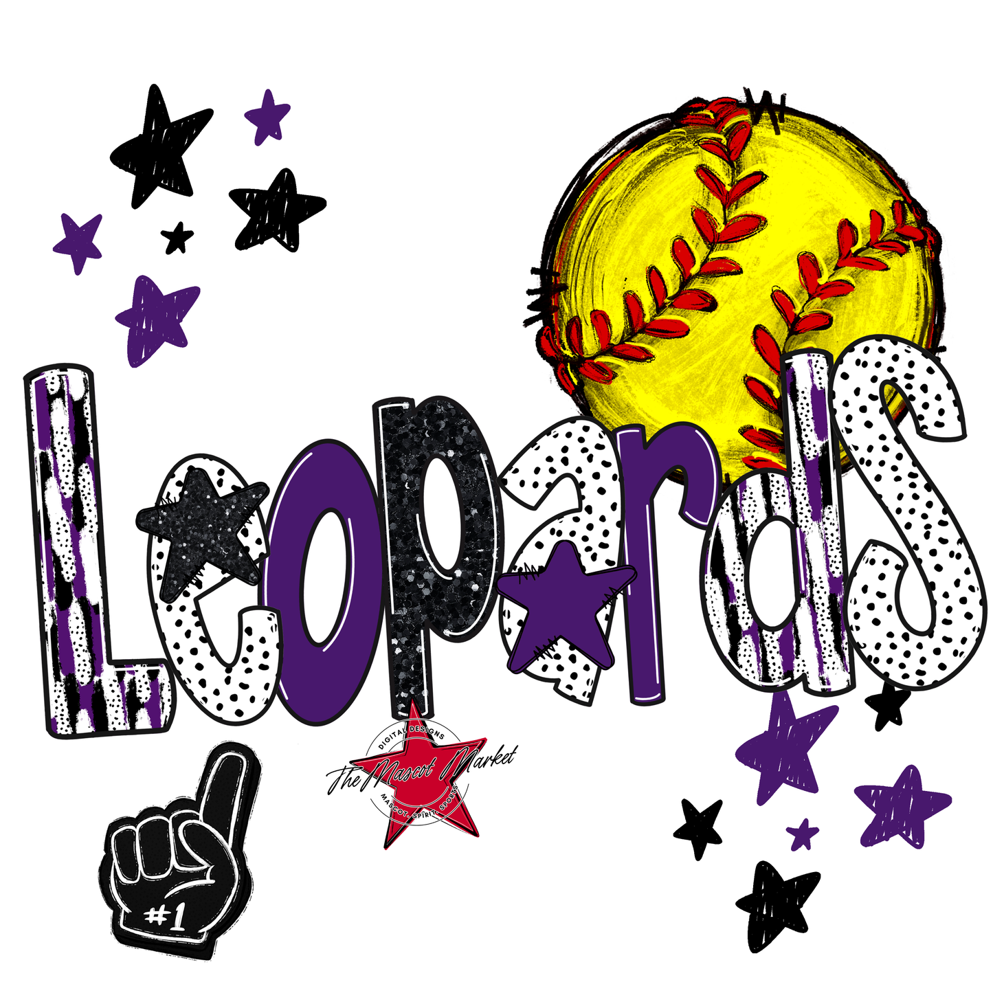 Leopards Softball Scrape-Purple