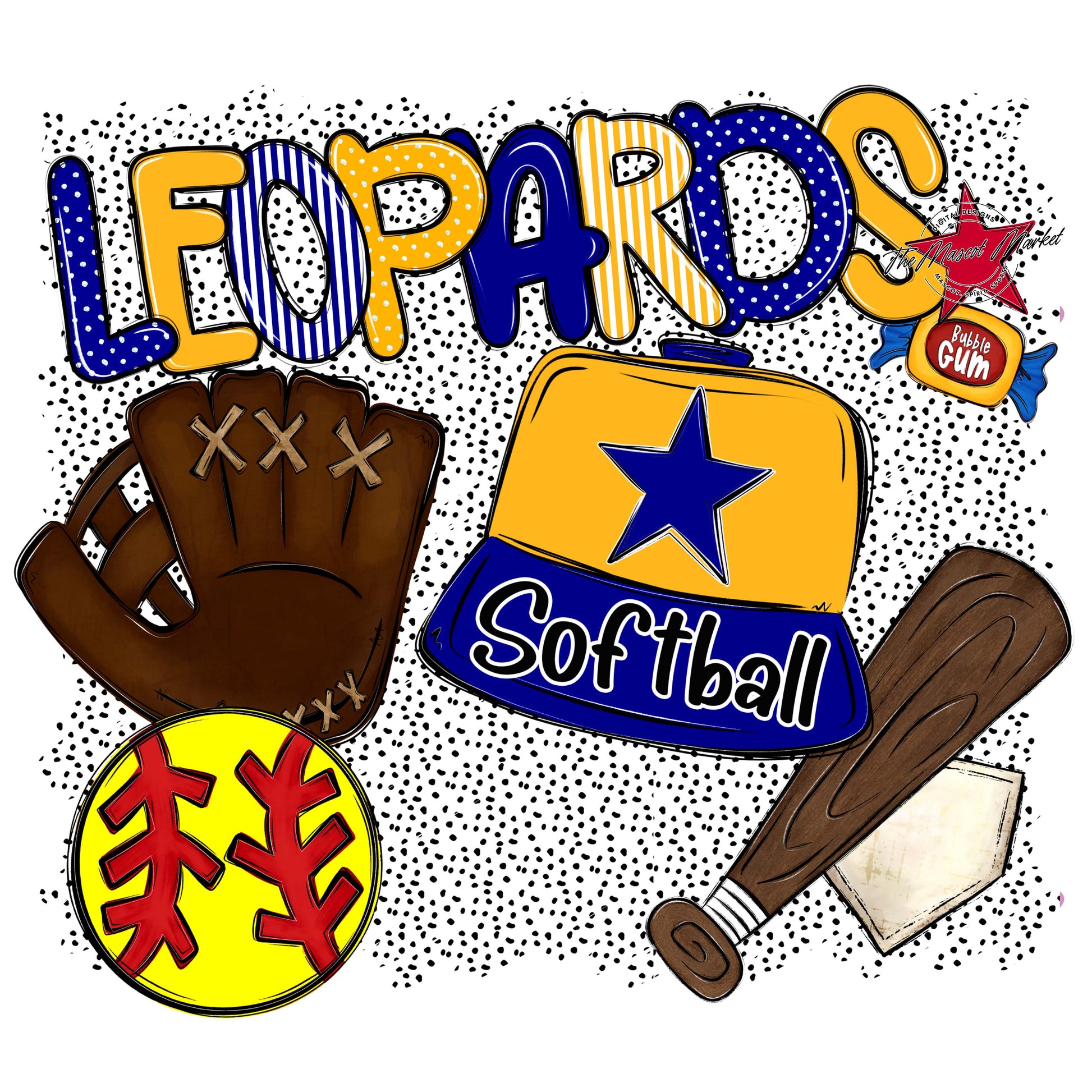 Leopards Softball Spirit-Blue & Yellow