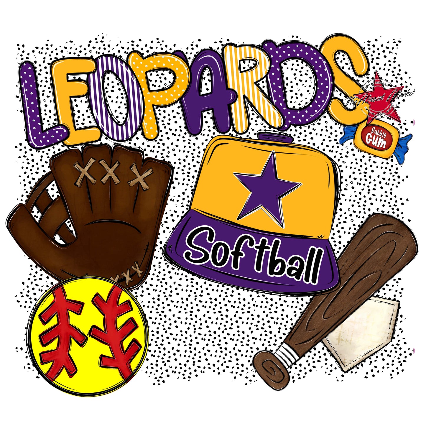 Leopards Softball Spirit-Purple & Yellow