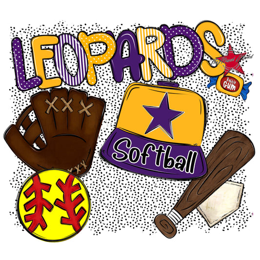 Leopards Softball Spirit-Purple & Yellow