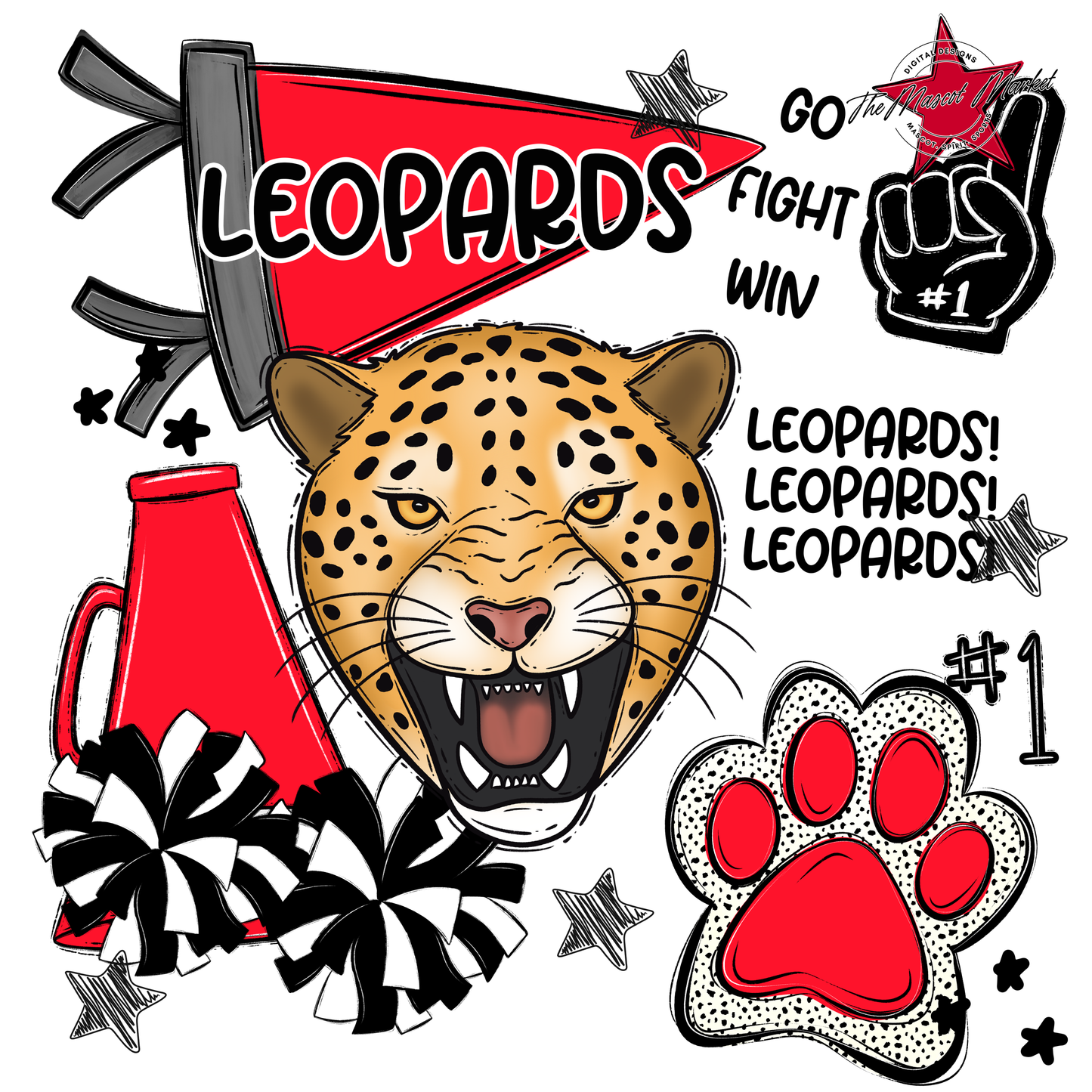 Leopards Spirit Design-Bright Red