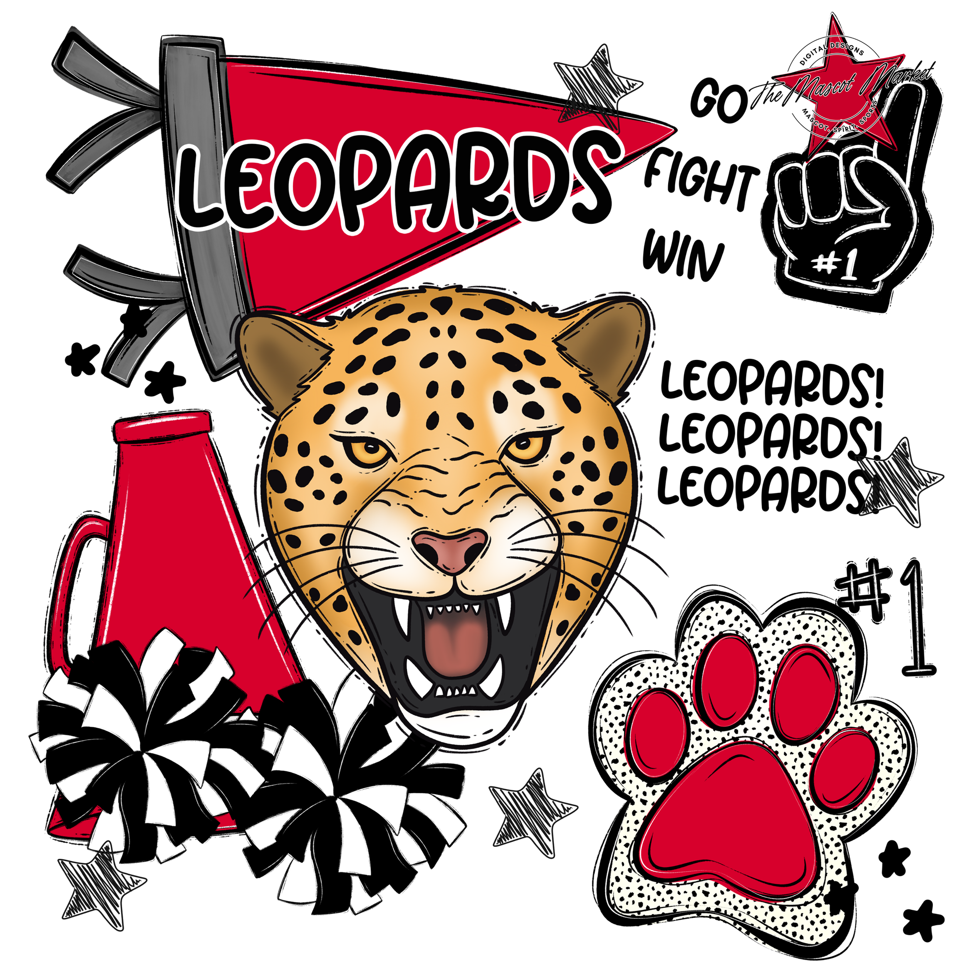 Leopards Spirit Design-Red