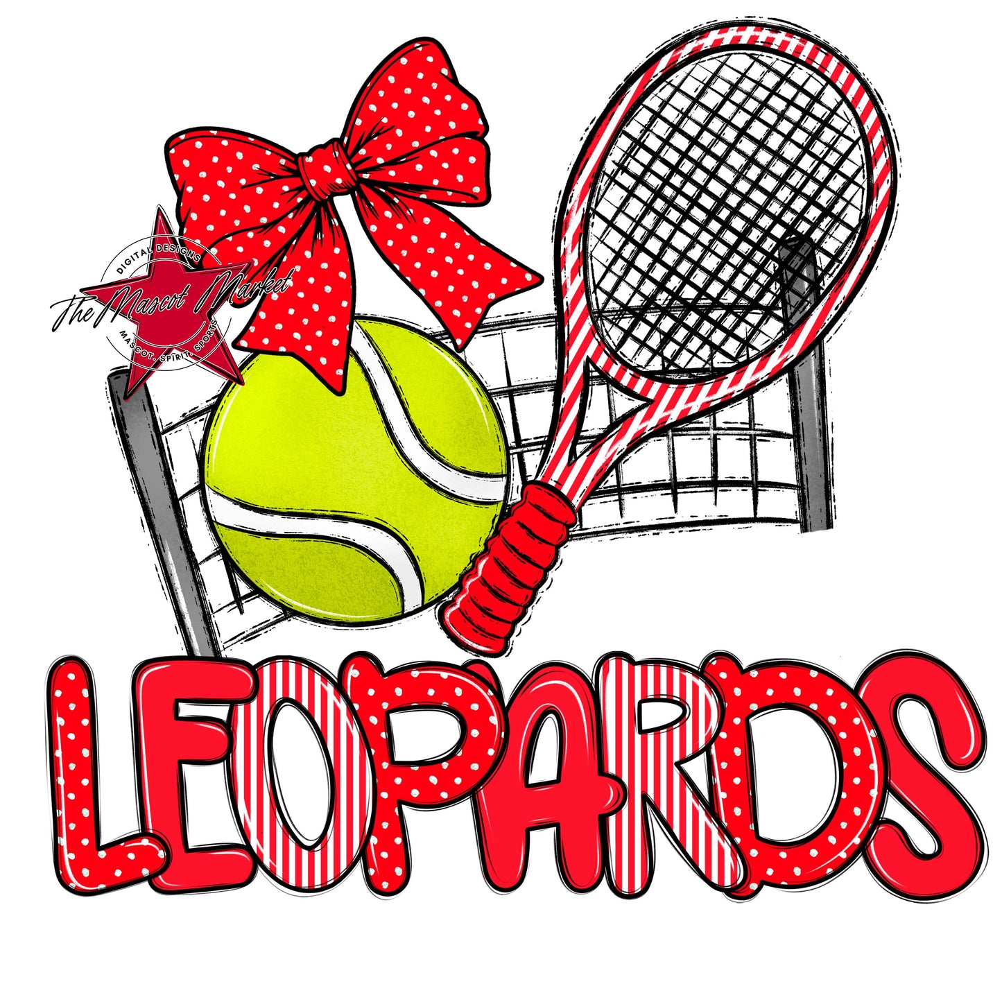 Leopards Tennis Spirit Design-Bright Red