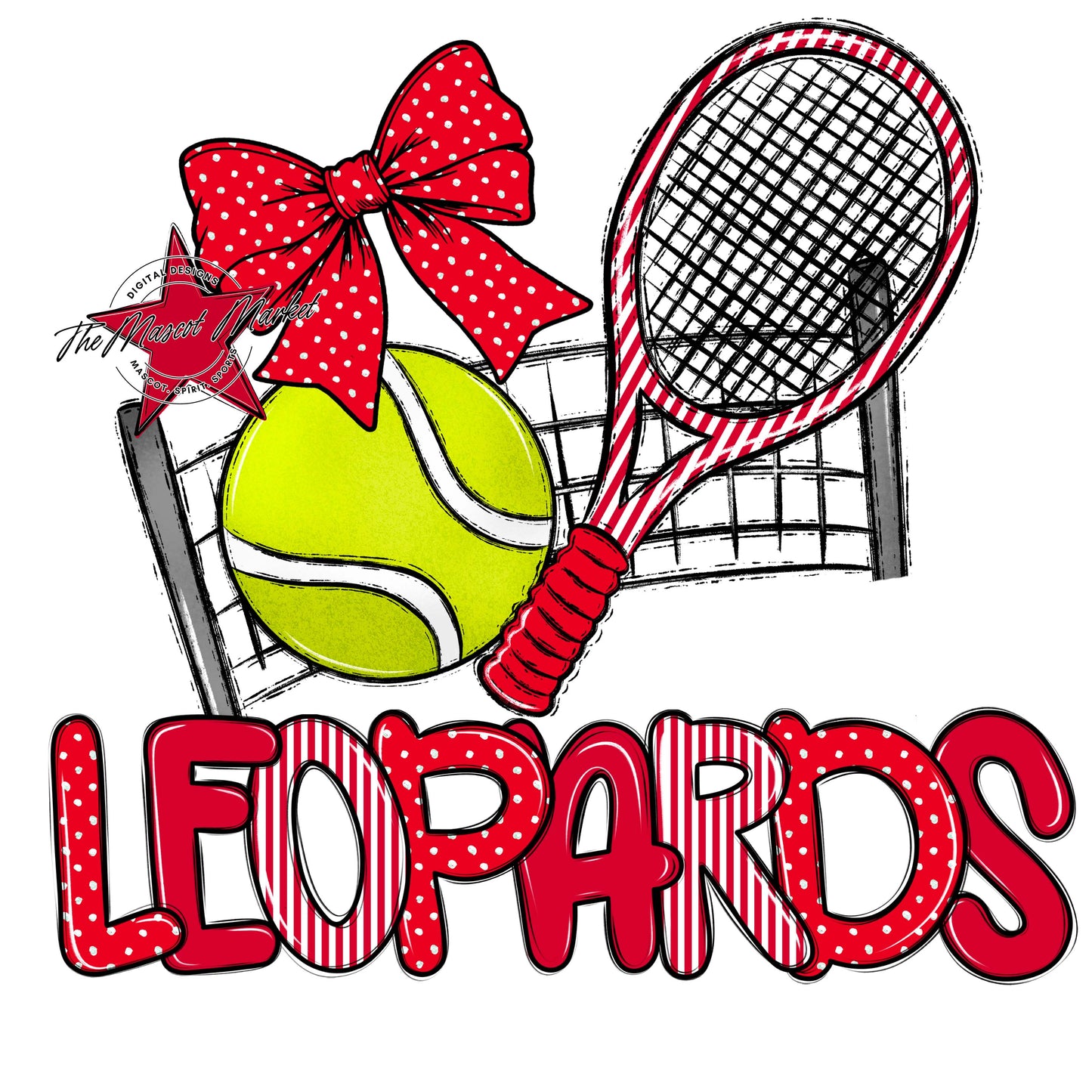 Leopards Tennis Spirit Design-Red
