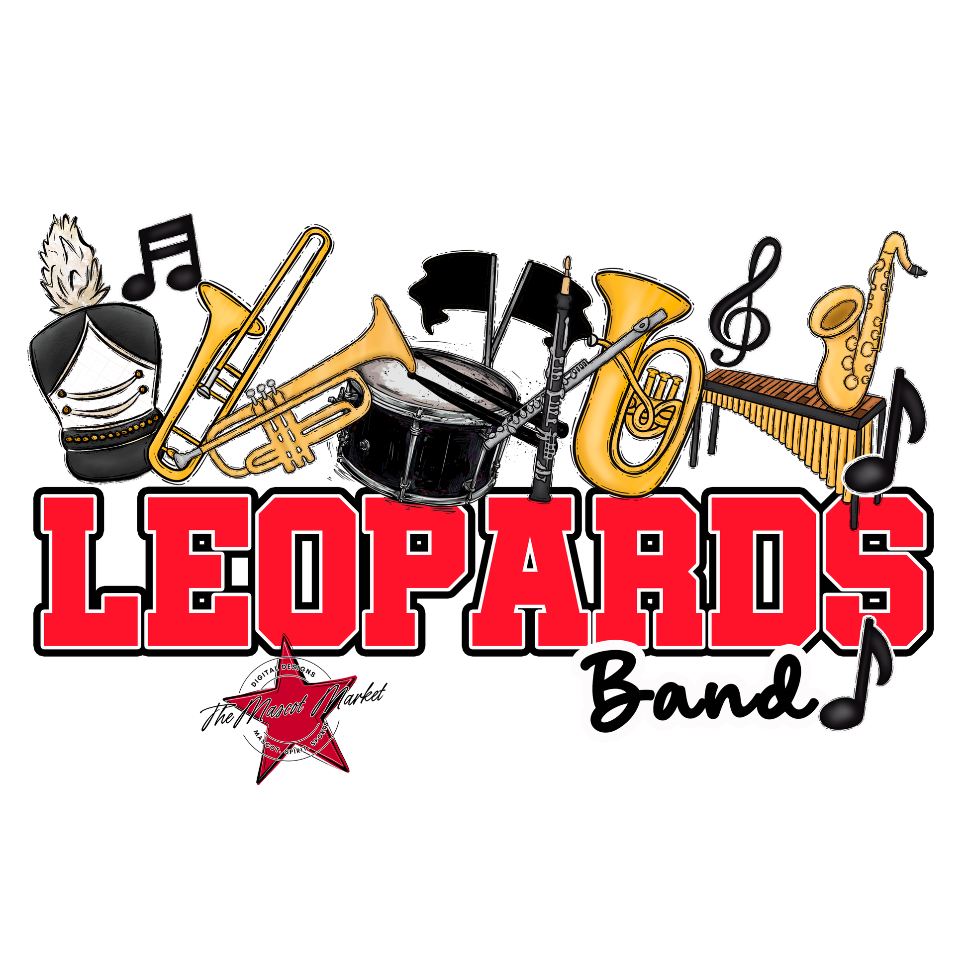 Leopards Varsity Band-Bright Red