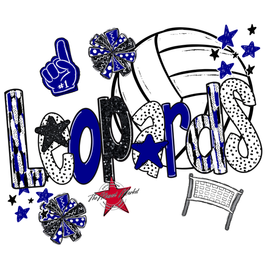 Leopards Volleyball Scrape-Blue