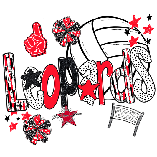 Leopards Volleyball Scrape-Bright Red