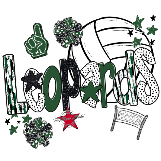 Leopards Volleyball Scrape-Green