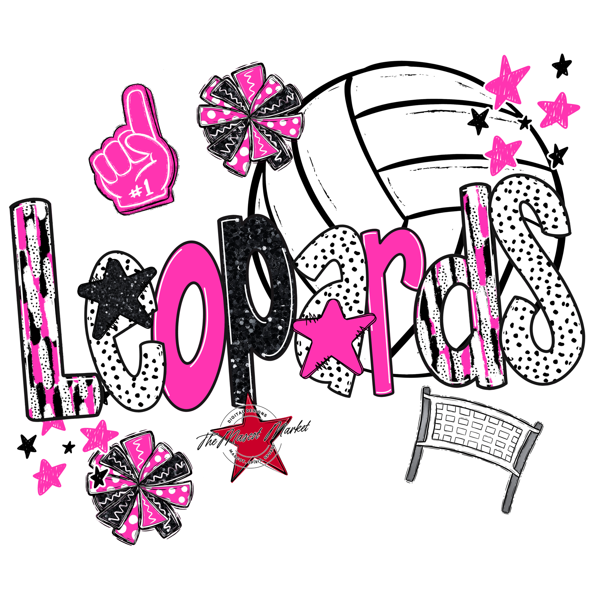 Leopards Volleyball Scrape-Pink