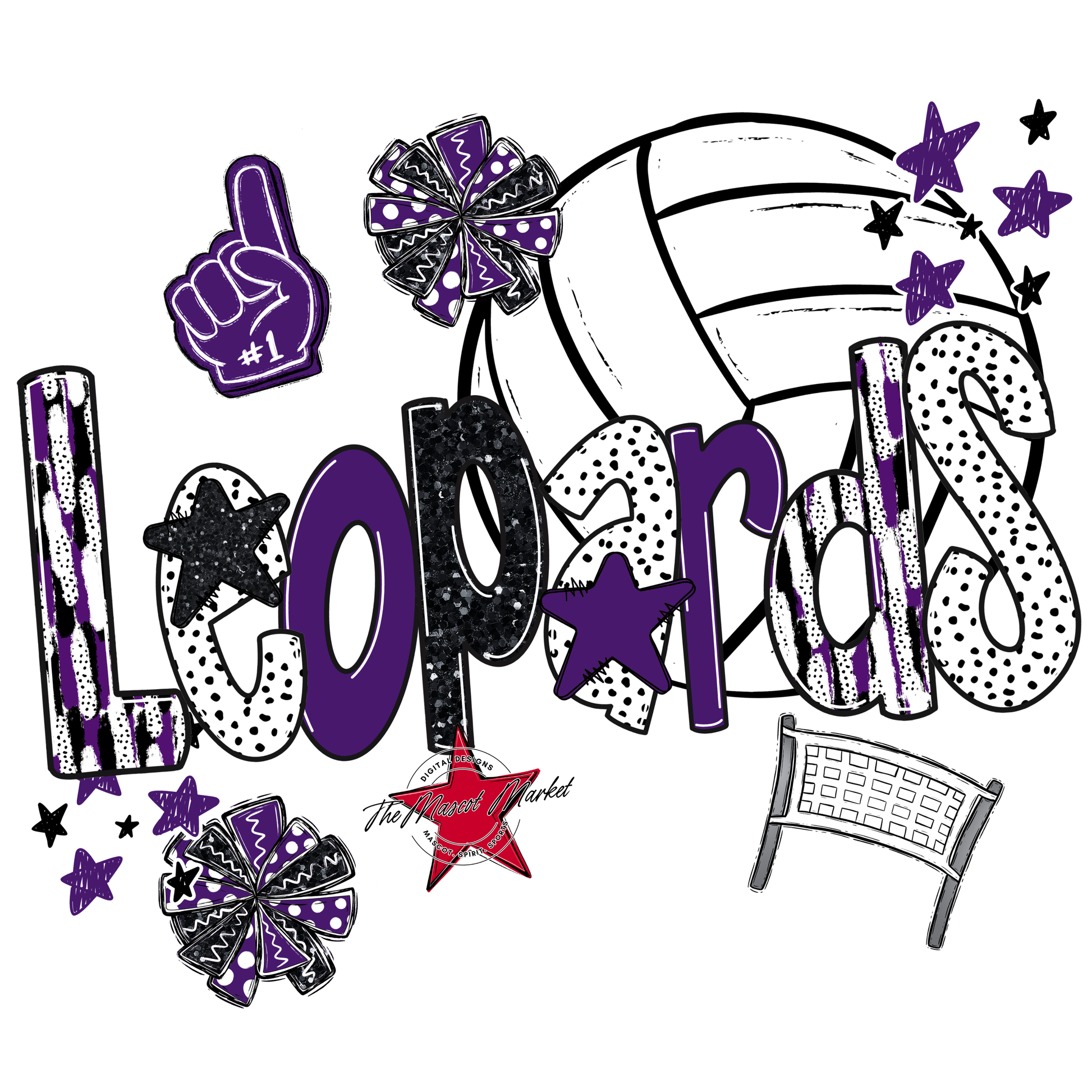 Leopards Volleyball Scrape-Purple