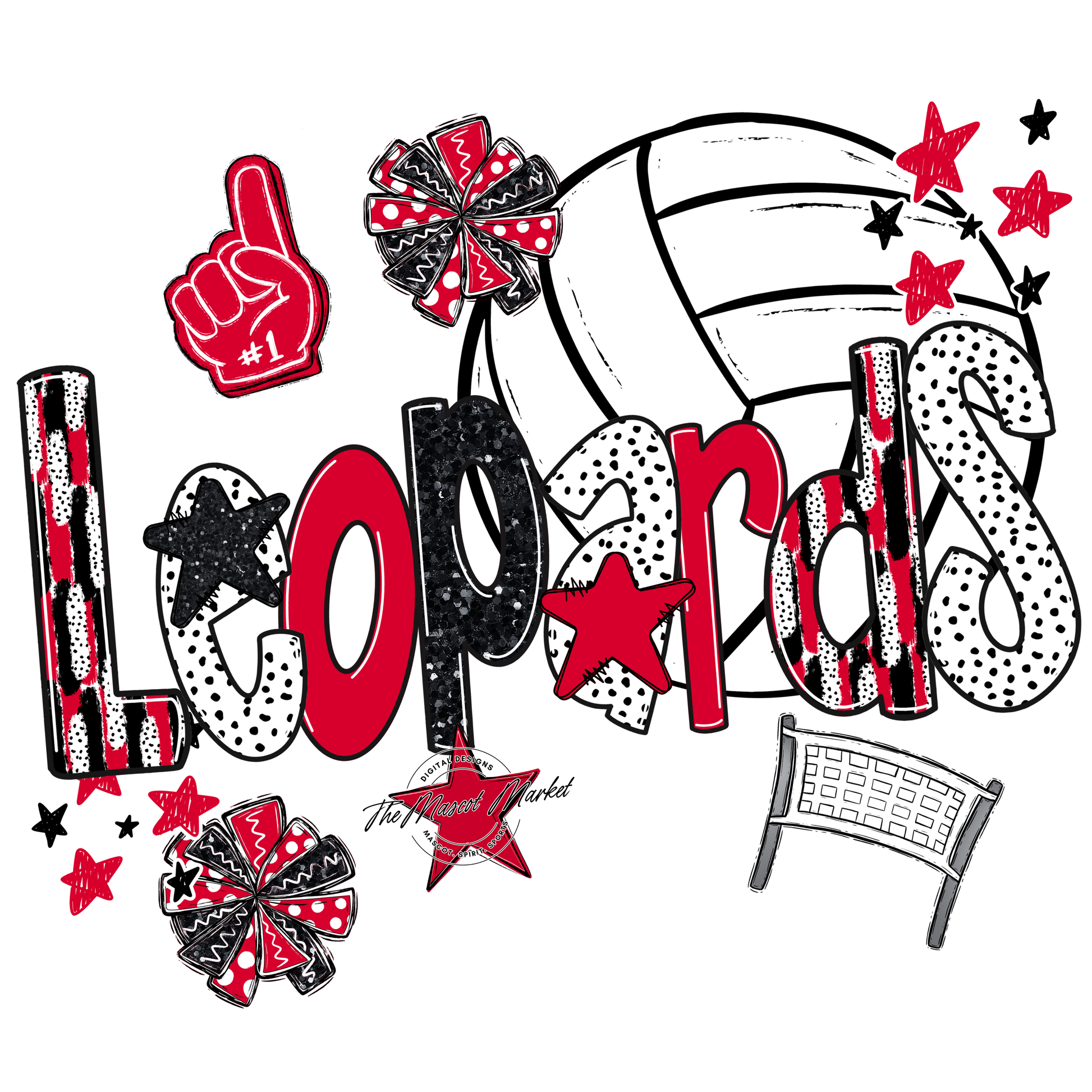 Leopards Volleyball Scrape-Red