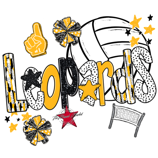 Leopards Volleyball Scrape-Yellow