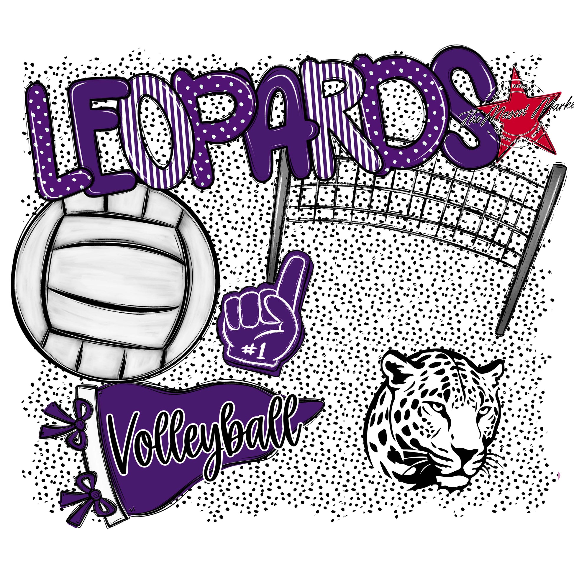 Leopards Volleyball Spirit-Purple