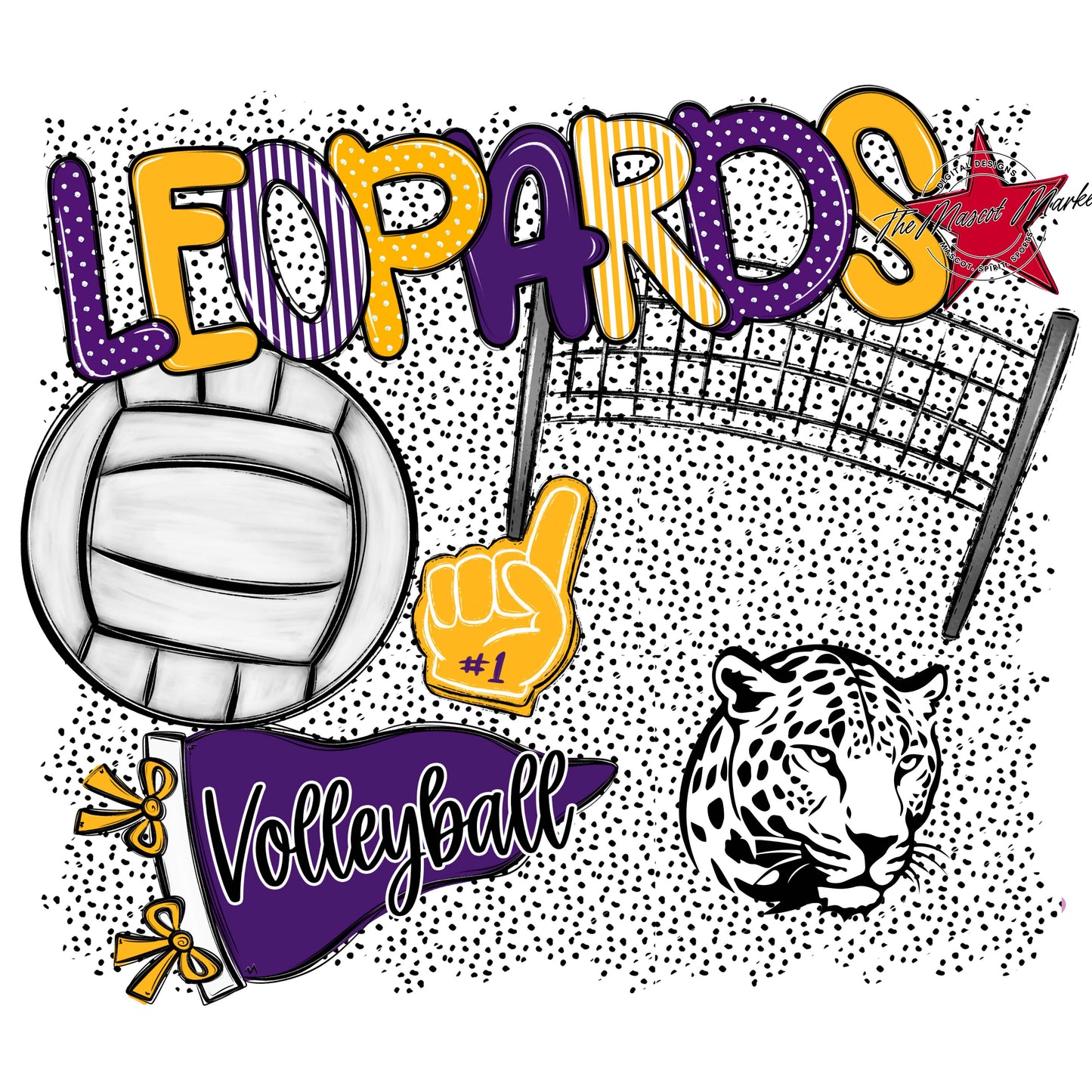 Leopards Volleyball Spirit-Purple & Yellow
