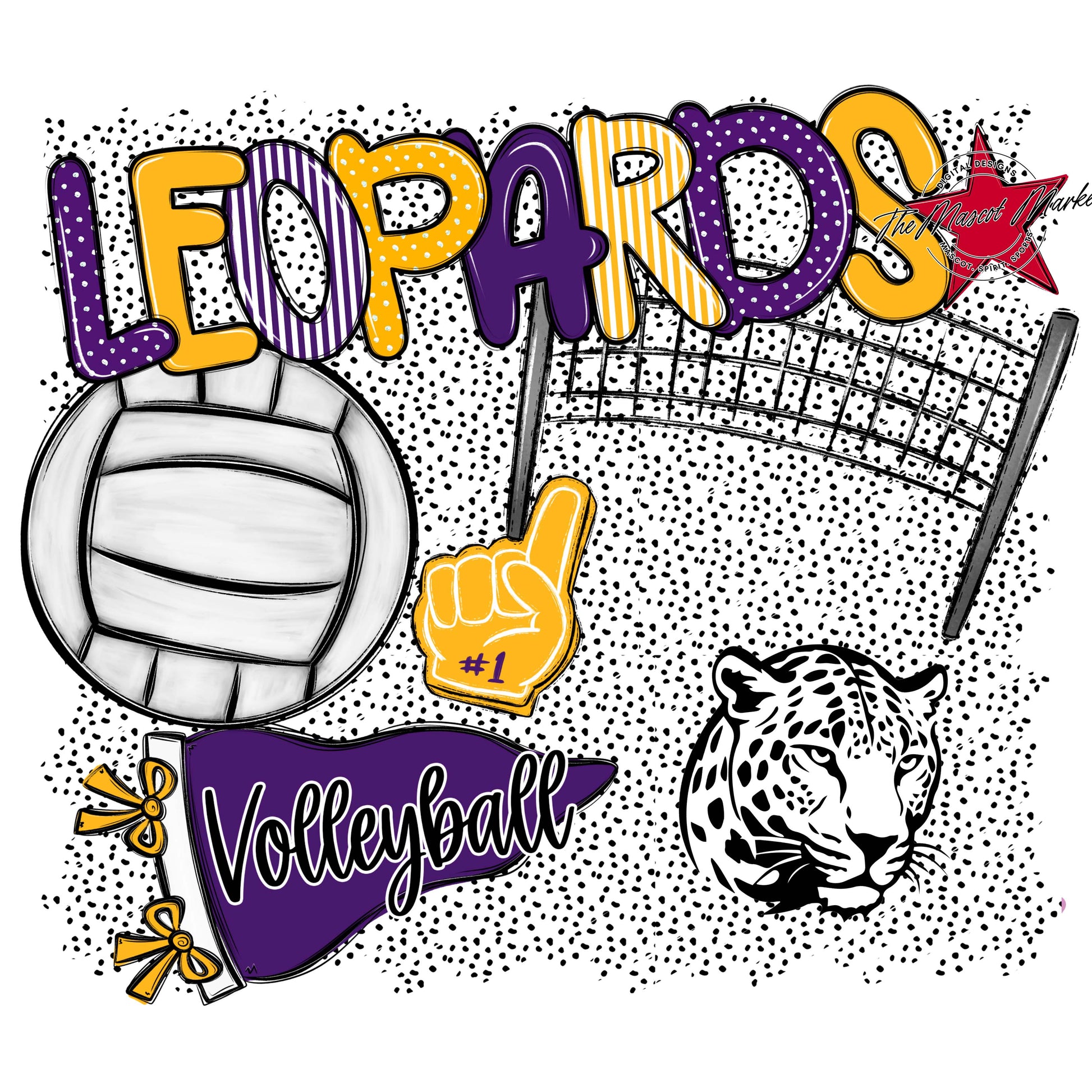 Leopards Volleyball Spirit-Purple & Yellow