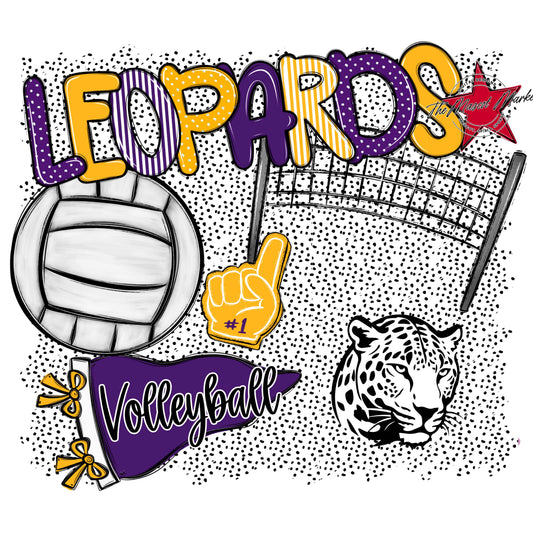 Leopards Volleyball Spirit-Purple & Yellow
