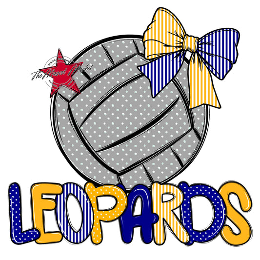 Leopards Volleyball Spirit Design-Blue & Yellow