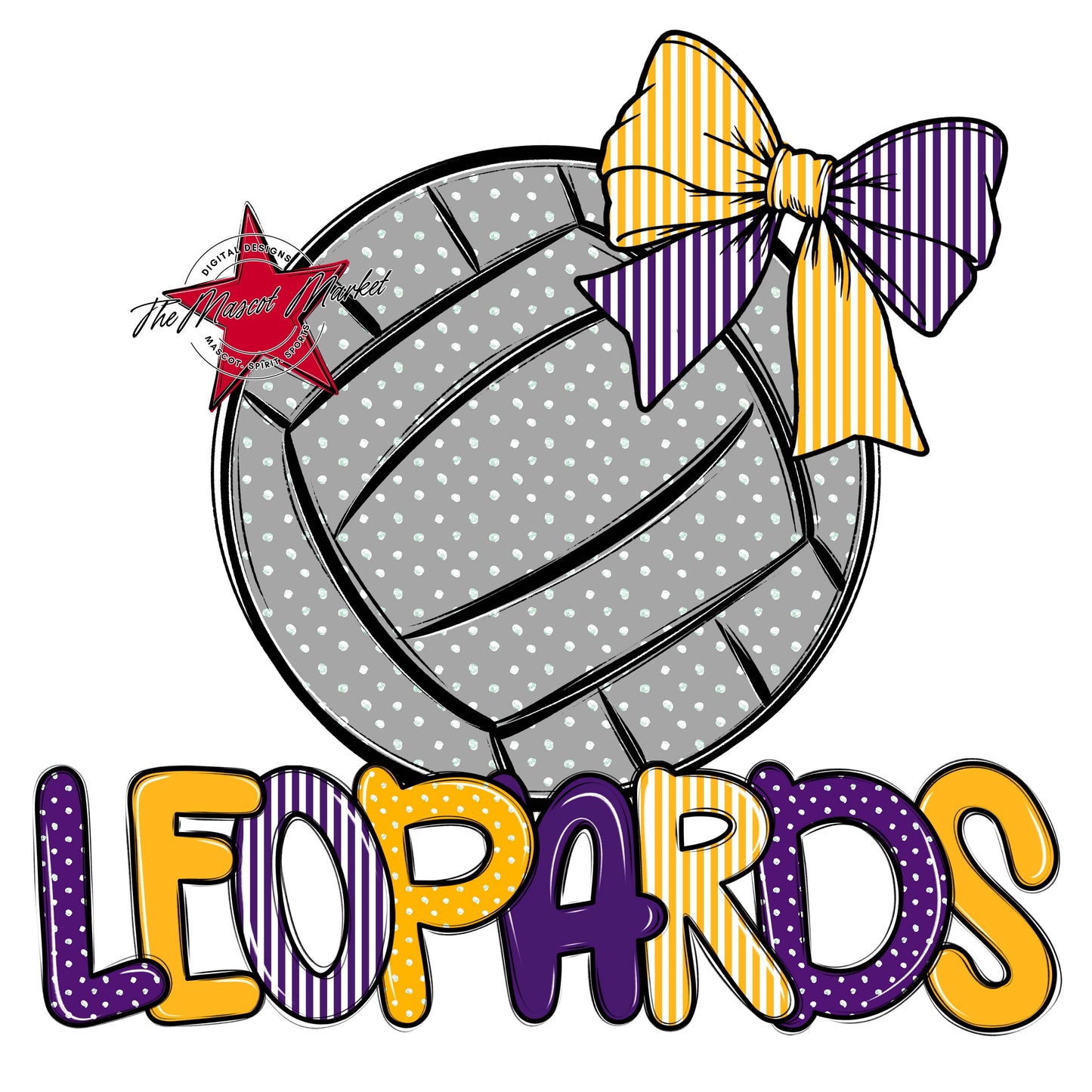 Leopards Volleyball Spirit Design-Purple & Yellow