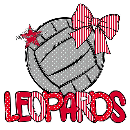 Leopards Volleyball Spirit Design-Red