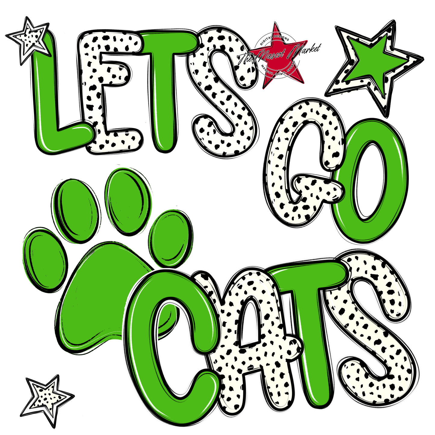 Lets Go Cats-Bright Green